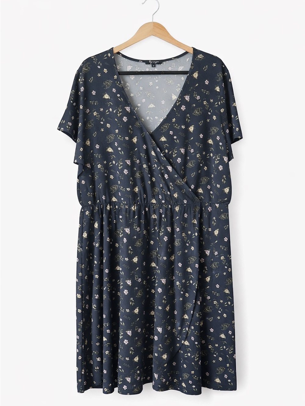5/$25 Lily Morgan Floral Mock Wrap Dress Size 2X